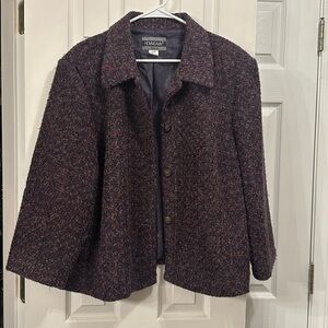 Woman Purple Multi-Color Tweed Coat - Women's Jacket